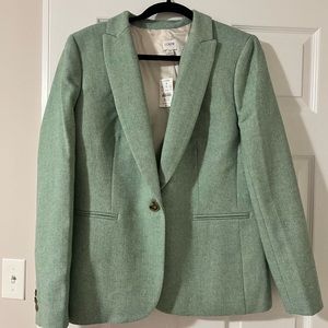 NEW: J. Crew Herringbone Wool-Blend Holland Blazer- light green